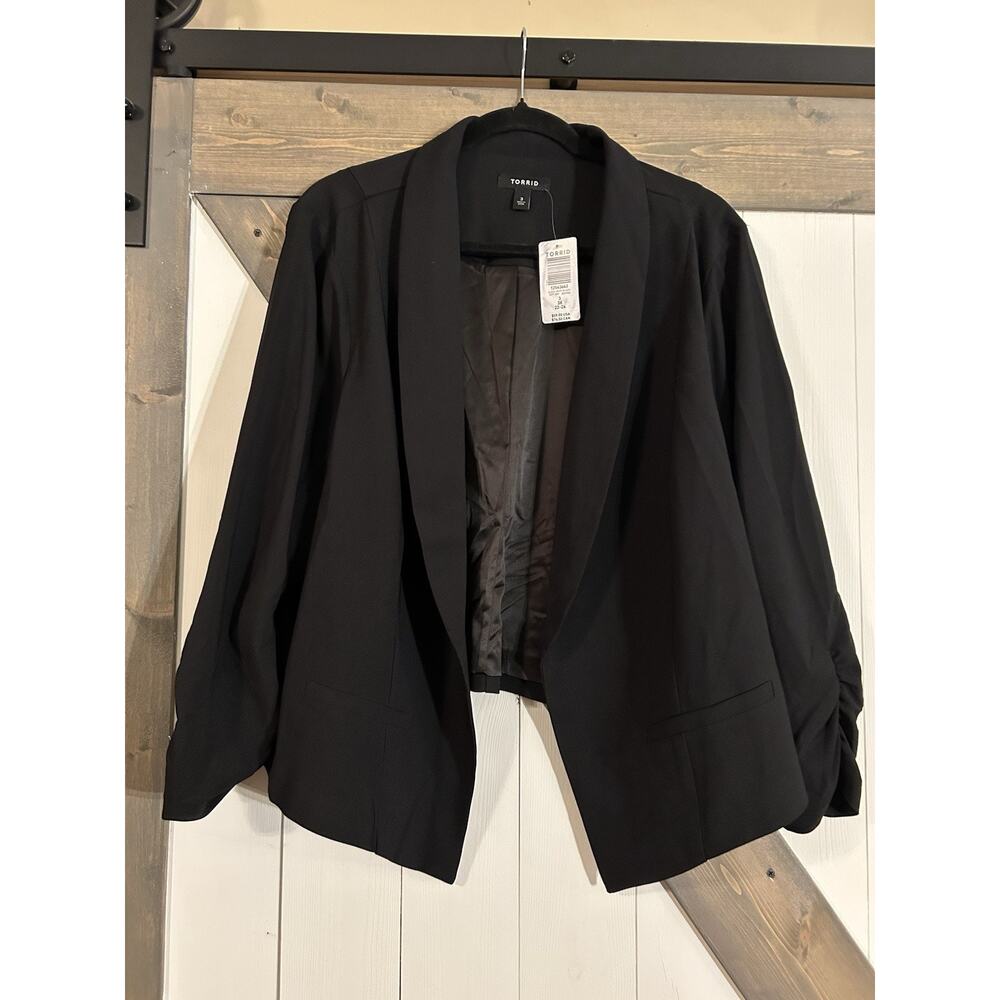Torrid Elegant Black Open-Front Tuxedo Cardigan